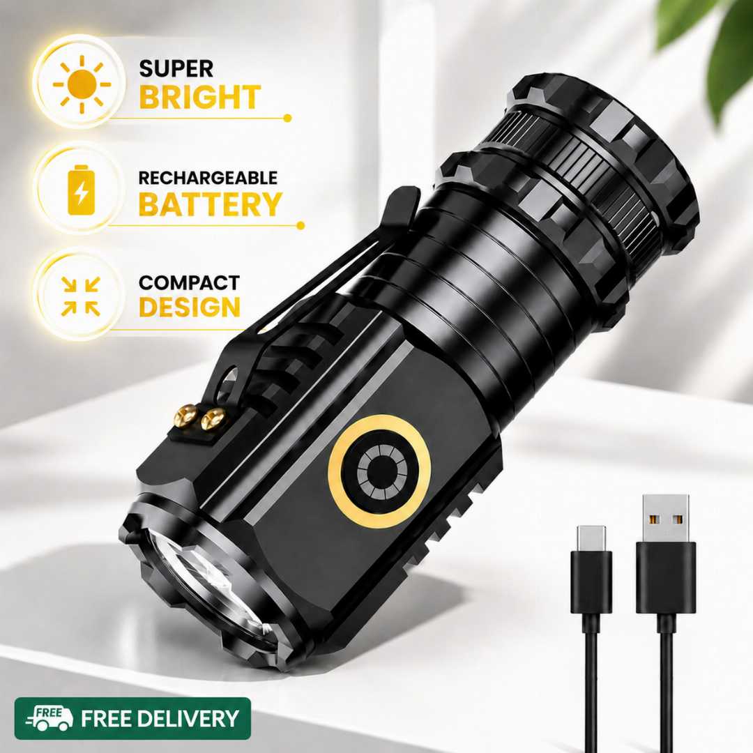 ,Mini,Rechargeable,LED,Flashlight,(Metal,Body)