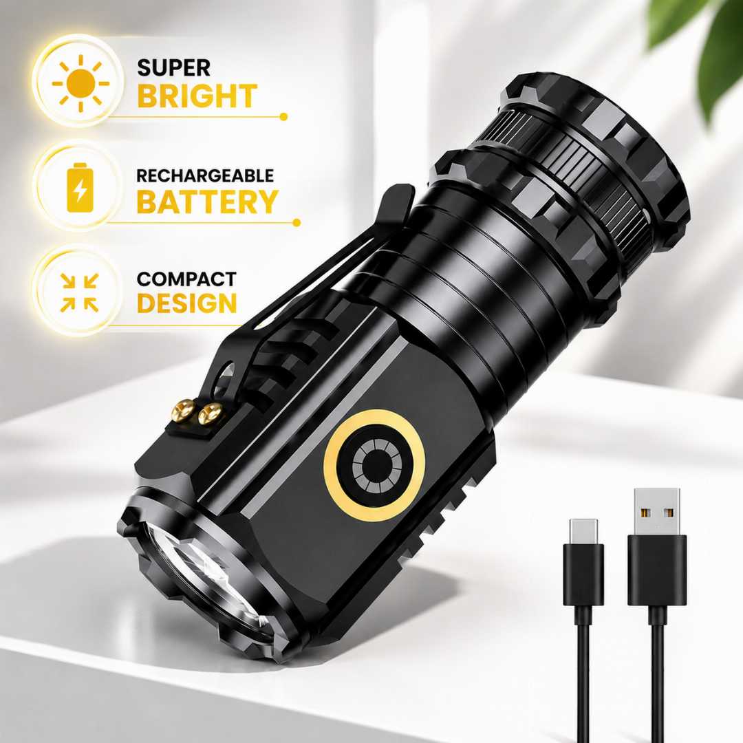 ,Mini,Rechargeable,LED,Flashlight,(Metal,Body)