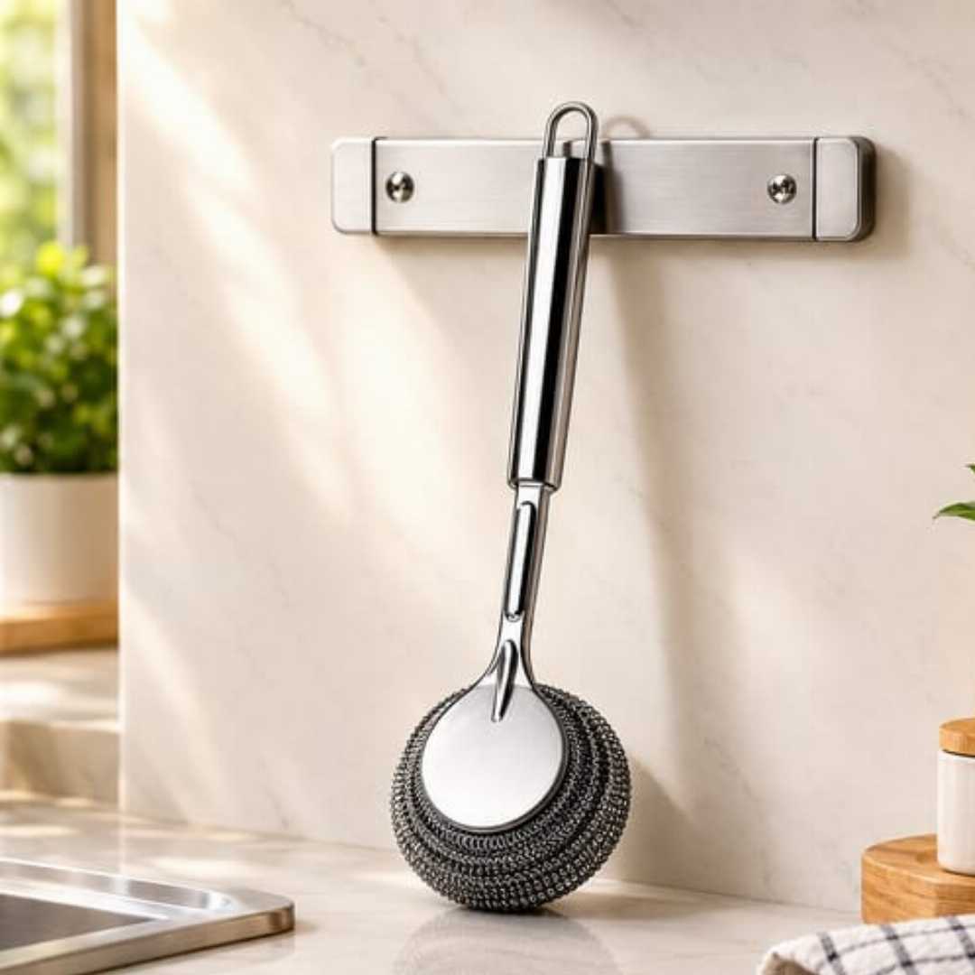 Stainless,Steel,Long,Handle,Pot,Brush,Set,Metal,Wire,Scrubber,Brush