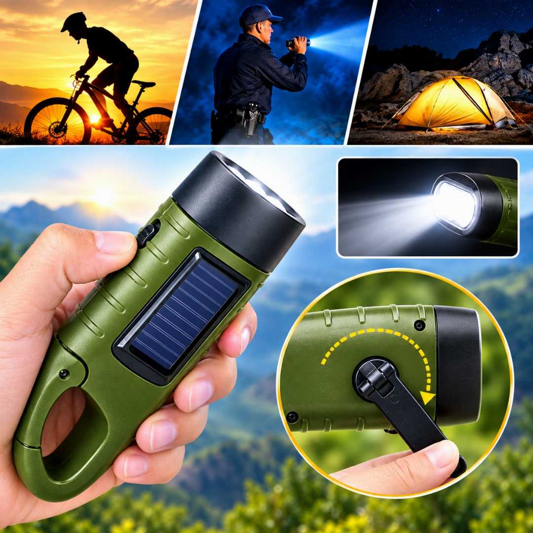 Waterproof,Solar,Hand,Crank,Flashlight,,